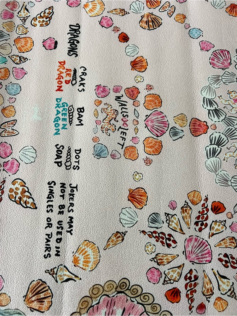 Seashell-Print Decorative Mahjong Mat Reproduction - Picture 4 of 4